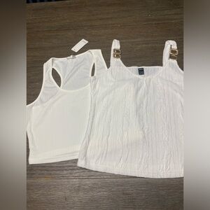Lot of 2 camisole tank tops white off white women size L
NWOT